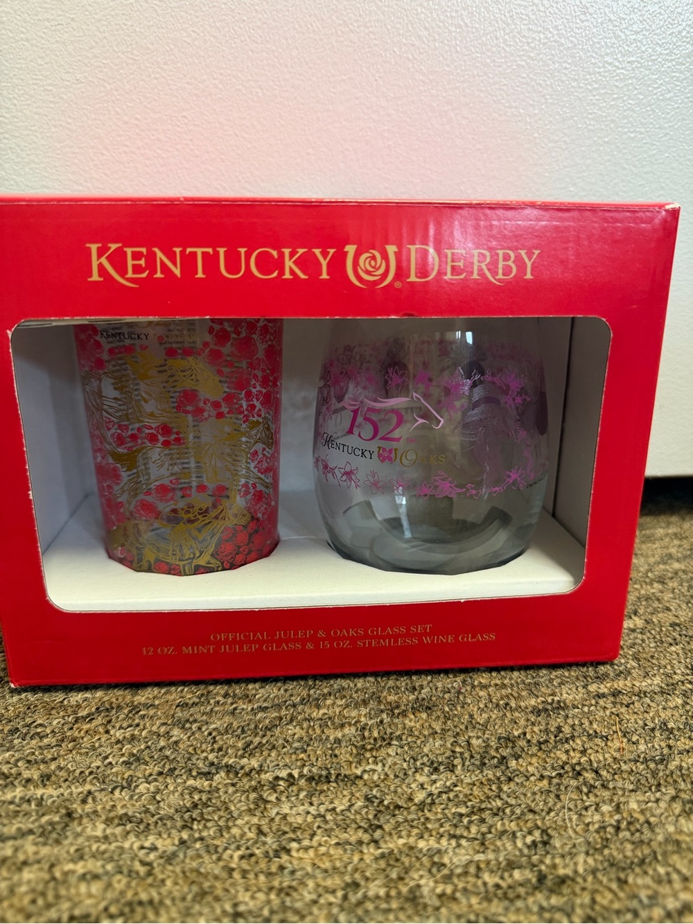 2026 Kentucky Derby 152 & Oaks Glass Set Mint Julep Lily Stemless New Box